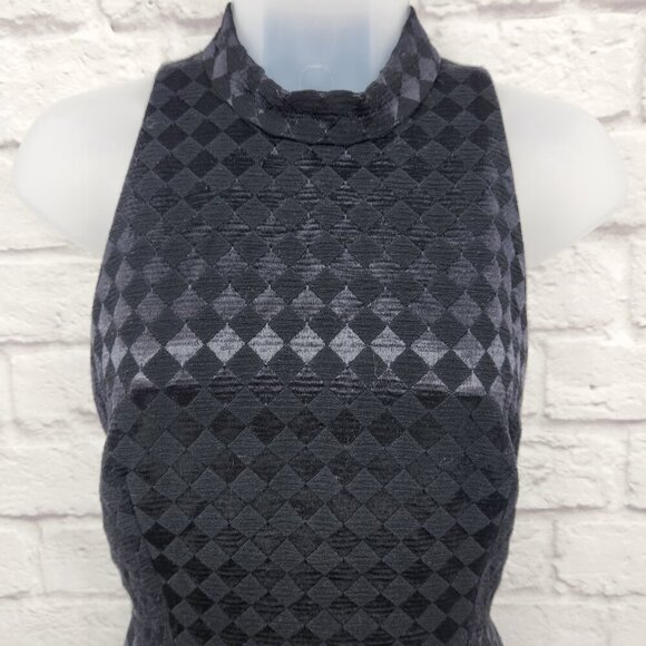 Alice & Olivia Needman Black Checkered Mock Neck A-Line Dress  Size 0 - Picture 3 of 14